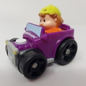 Fisher Price Little People Wheelies Purple Roadster Boy Backwards
